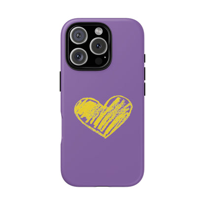 Yellow Heart, Purple Phone Case