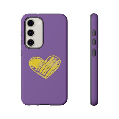 Yellow Heart, Purple Phone Case