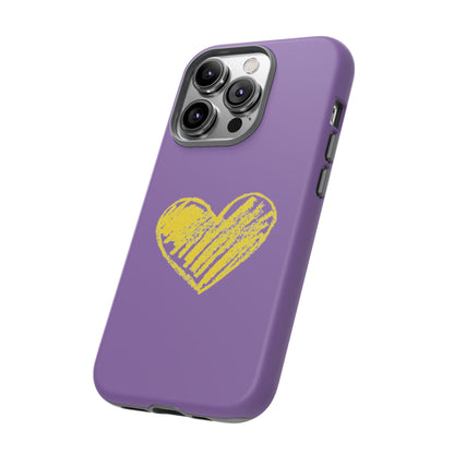 Yellow Heart, Purple Phone Case