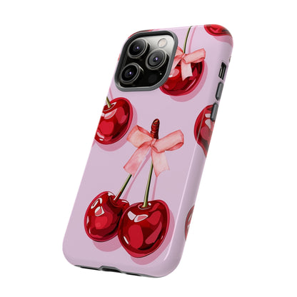 Cherry Ribbon Phone Cases for iPhone, Samsung Galaxy, and Google Pixel