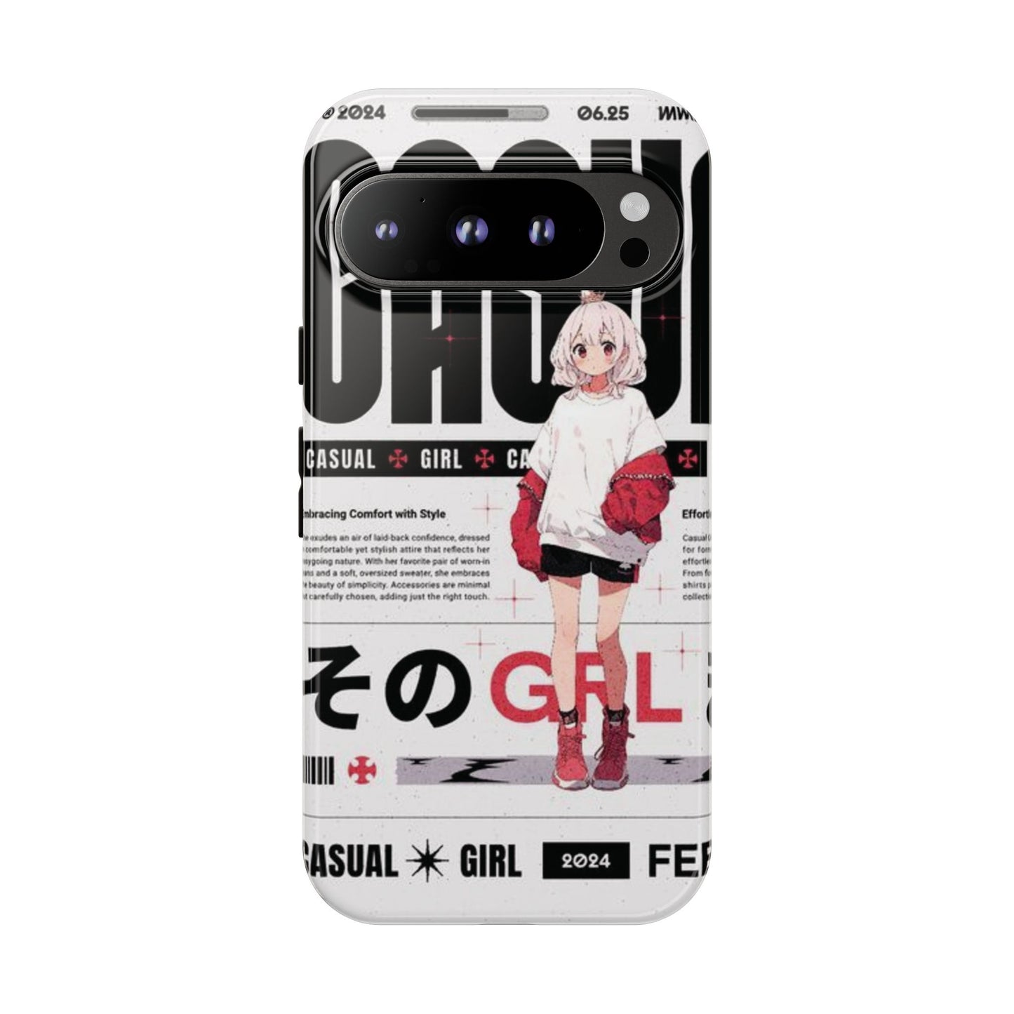 "Casual Girl" Anime Phone Cases for iPhone, Samsung Galaxy, and Google Pixel, Pick your size