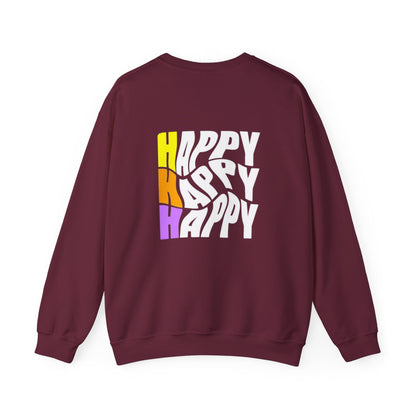 Happy Vibes Front And Back Design Sweatshirt - Smiley Face