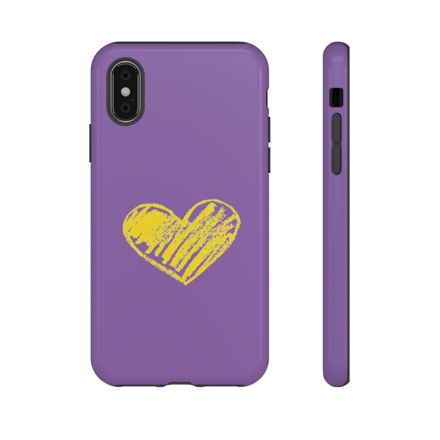 Yellow Heart, Purple Phone Case