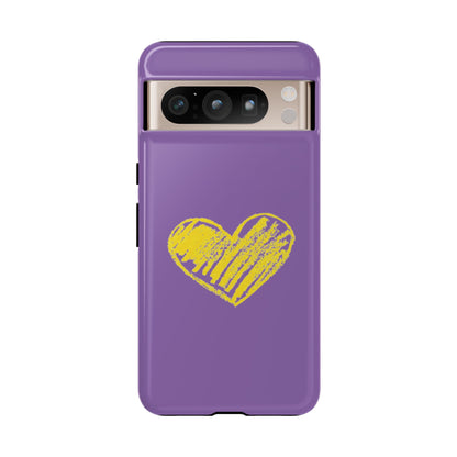 Yellow Heart, Purple Phone Case