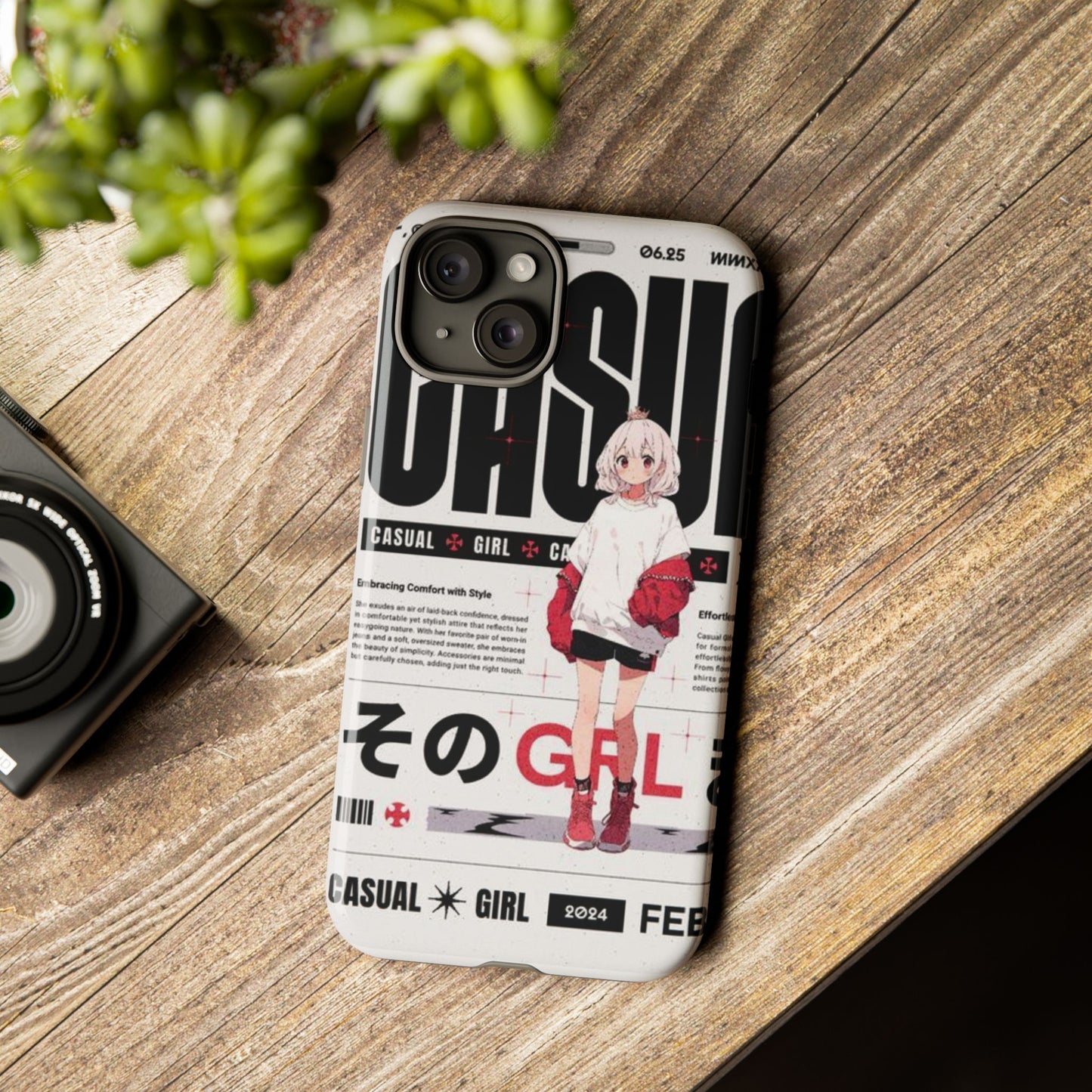 "Casual Girl" Anime Phone Cases for iPhone, Samsung Galaxy, and Google Pixel, Pick your size