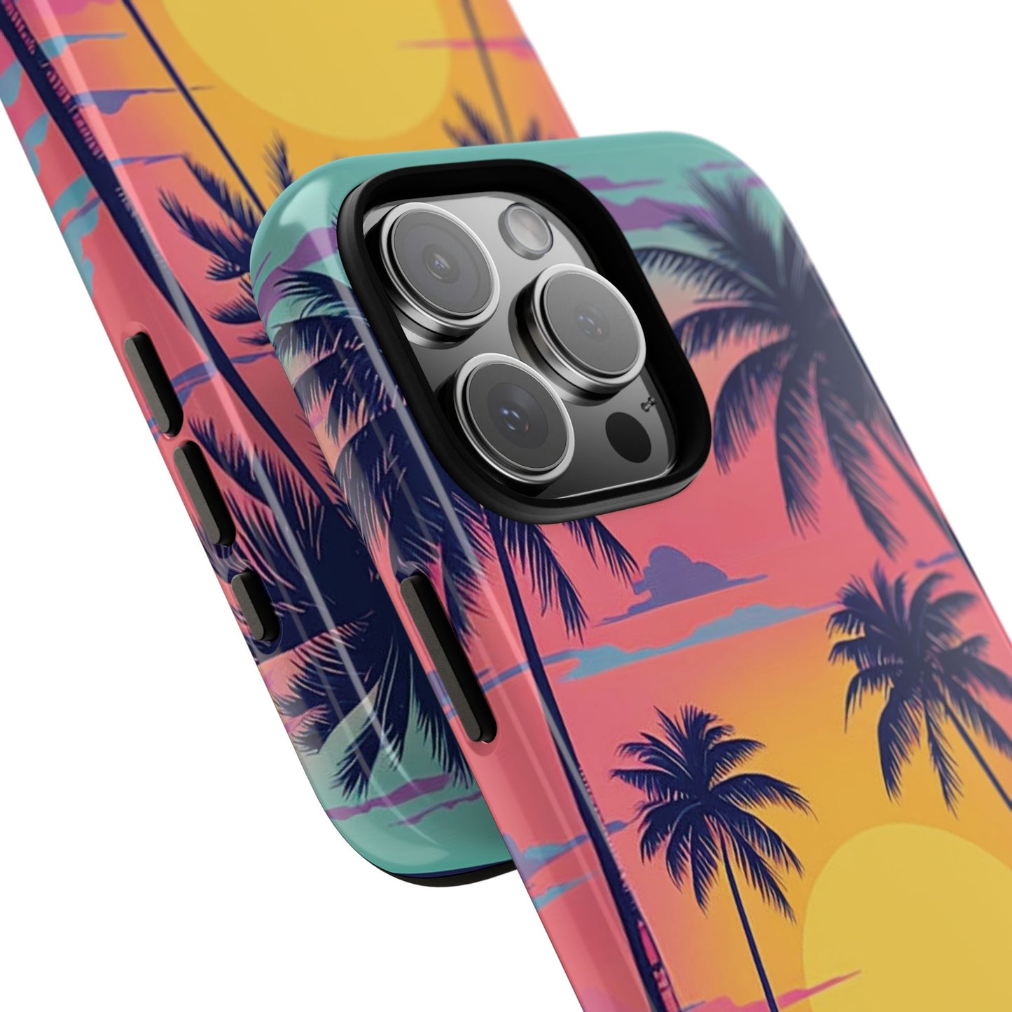 Sunset With Palm Trees Phone Case, Tough Cases, Pick your size, iPhone, Samsung Galaxy, Google Pixel