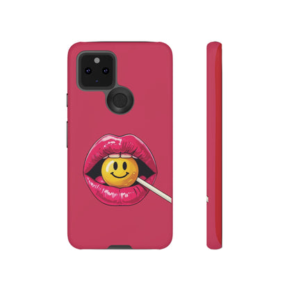 Lips & A Smiley Face Lollipop Phone Case