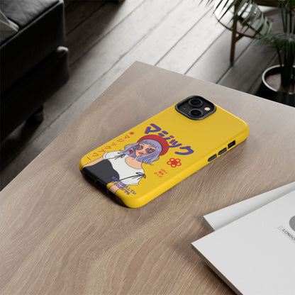 "Anime Cool Girl" Yellow Phone Cases – Bold, Stylish & Made for Any Phone! 💛✨ Pick Your Perfect Fit! -  iPhone, Samsung Galaxy, and Google Pixel