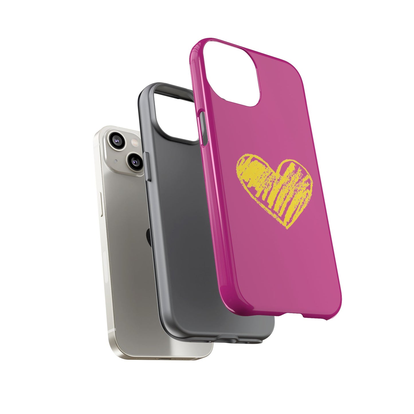 Yellow Heart, Pink Phone Case