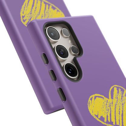 Yellow Heart, Purple Phone Case