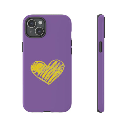 Yellow Heart, Purple Phone Case