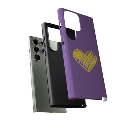 Yellow Heart, Purple Phone Case