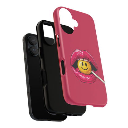 Lips & A Smiley Face Lollipop Phone Case