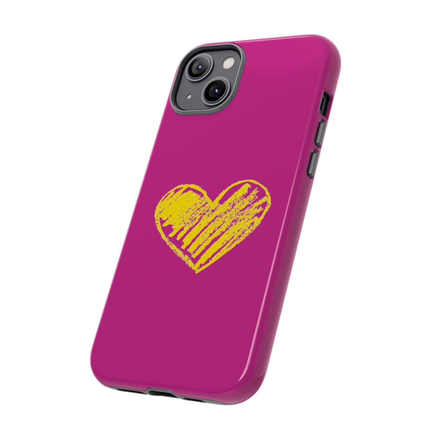 Yellow Heart, Pink Phone Case