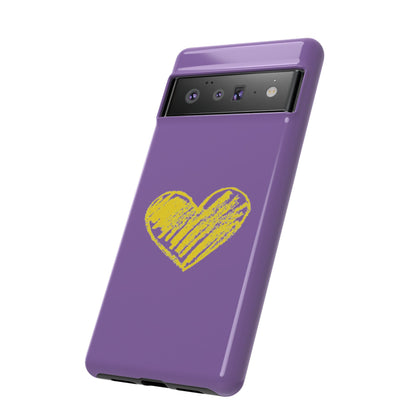 Yellow Heart, Purple Phone Case