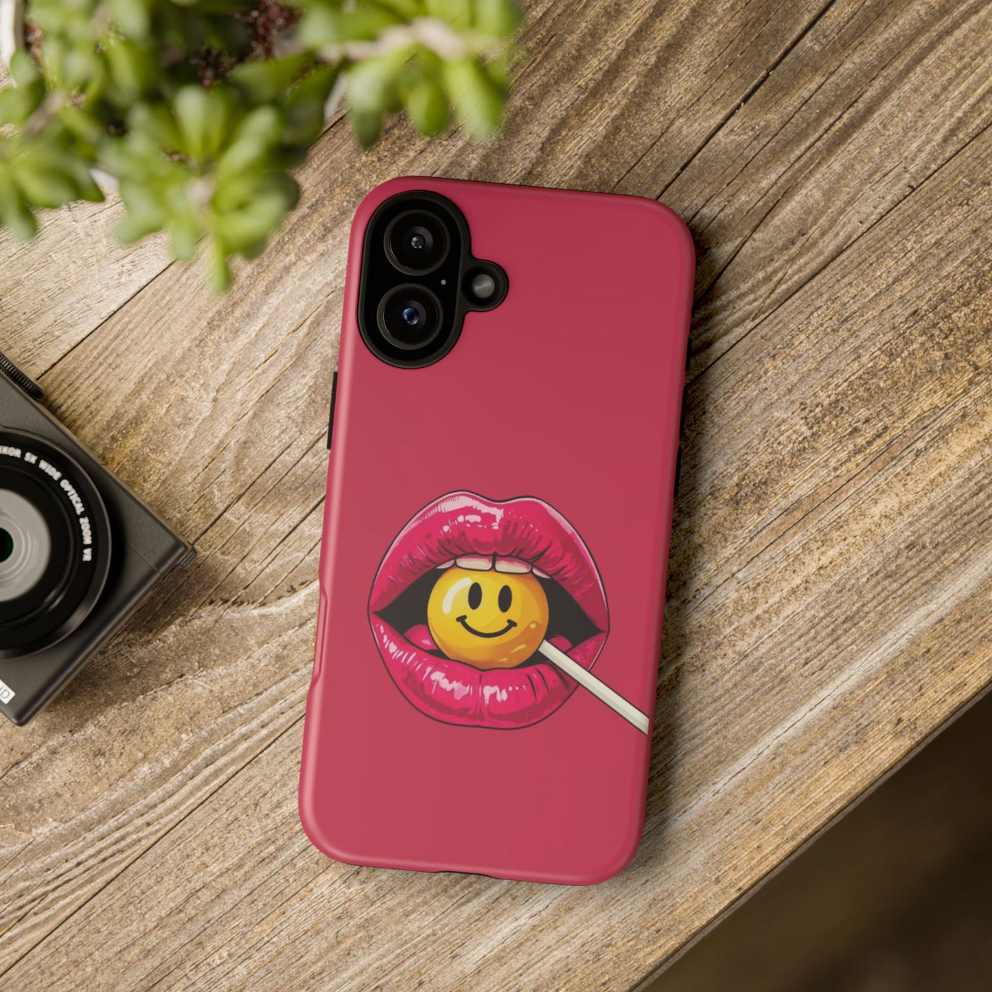 Lips & A Smiley Face Lollipop Phone Case