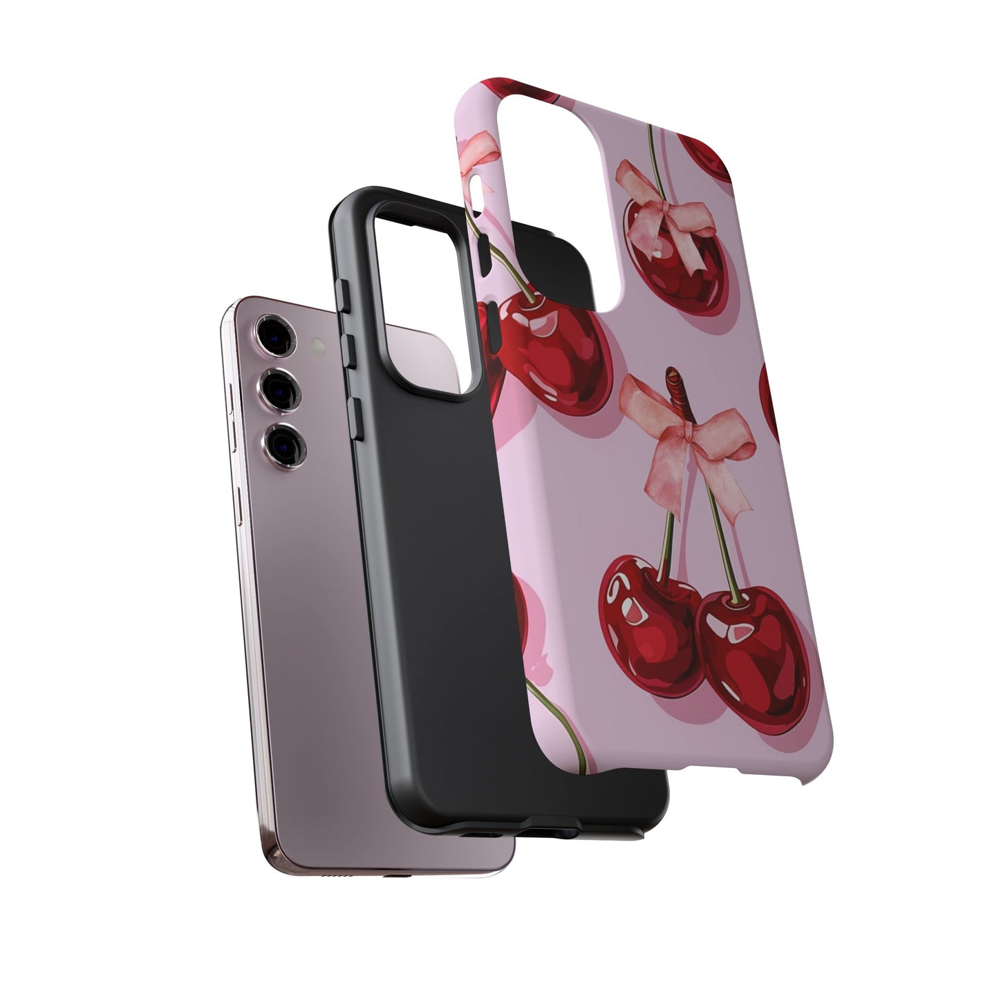 Cherry Ribbon Phone Cases for iPhone, Samsung Galaxy, and Google Pixel