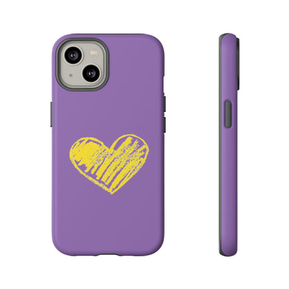 Yellow Heart, Purple Phone Case