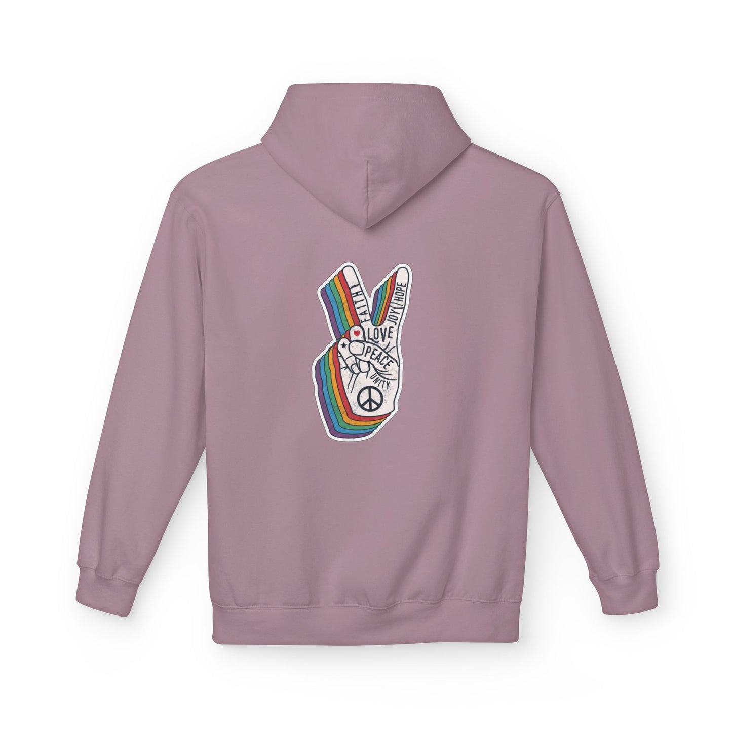 Peace and Love - Cozy Fleece Hoodie - Back design