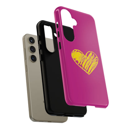 Yellow Heart, Pink Phone Case