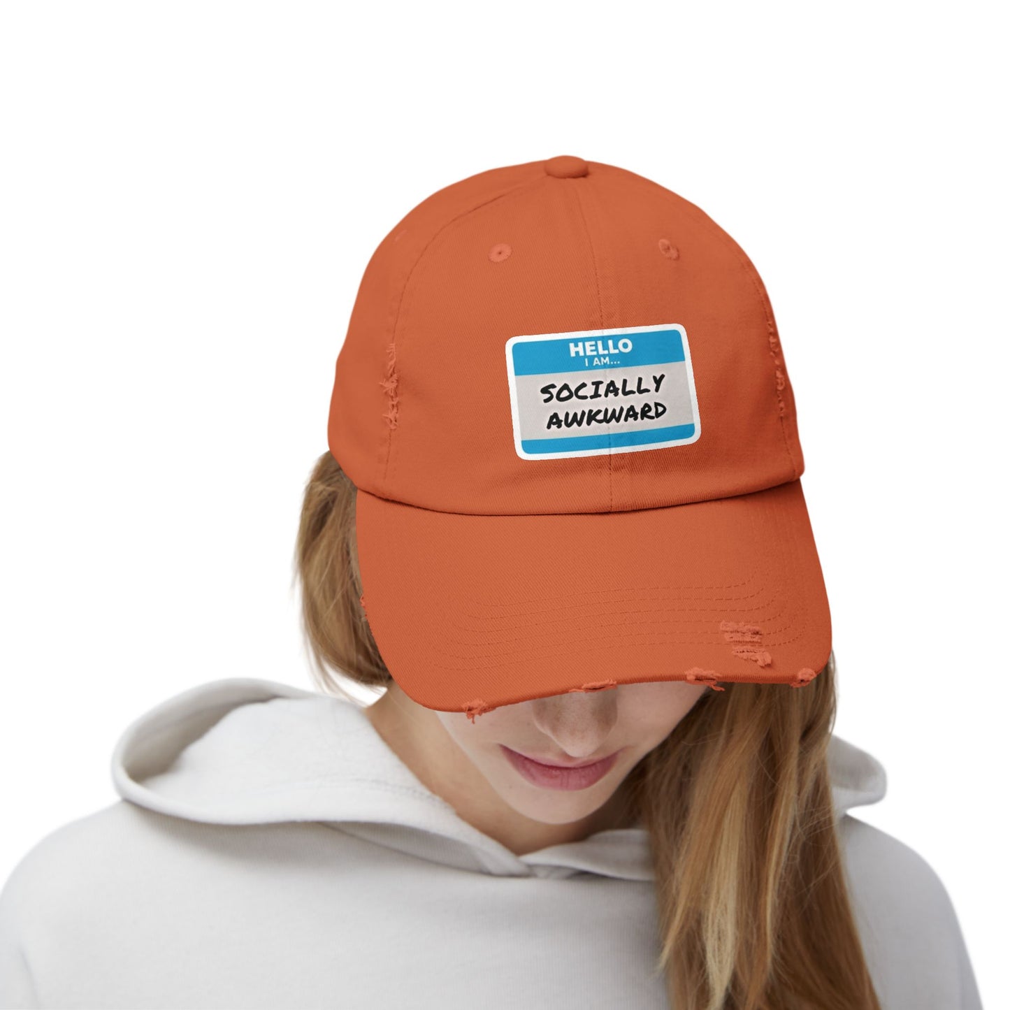 "Hello, I Am Socially Awkward" | Unisex Distressed Cap