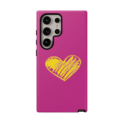 Yellow Heart, Pink Phone Case