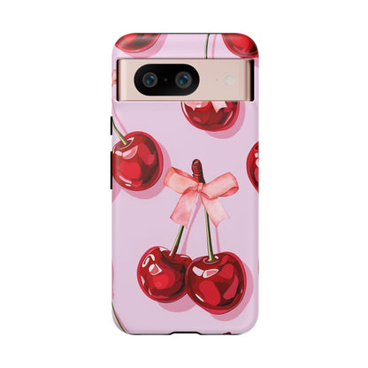 Cherry Ribbon Phone Cases for iPhone, Samsung Galaxy, and Google Pixel