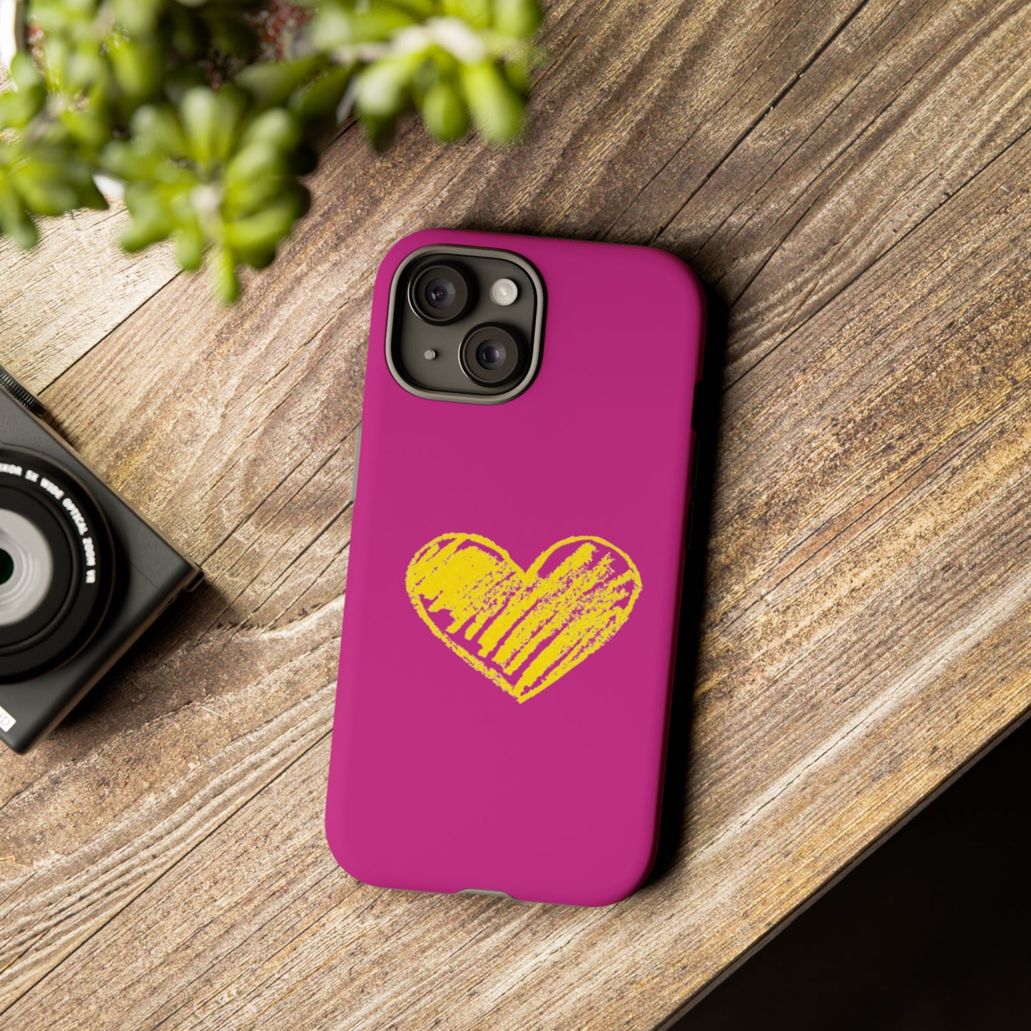 Yellow Heart, Pink Phone Case