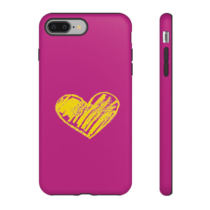 Yellow Heart, Pink Phone Case