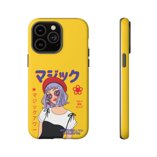 "Anime Cool Girl" Yellow Phone Cases – Bold, Stylish & Made for Any Phone! 💛✨ Pick Your Perfect Fit! -  iPhone, Samsung Galaxy, and Google Pixel