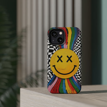 Colorful Smiley Face Magnetic Tough Case - Fun & Durable Phone Protection for iPhones