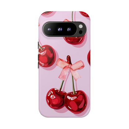 Cherry Ribbon Phone Cases for iPhone, Samsung Galaxy, and Google Pixel