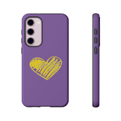 Yellow Heart, Purple Phone Case