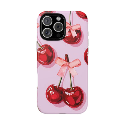 Cherry Ribbon Phone Cases for iPhone, Samsung Galaxy, and Google Pixel