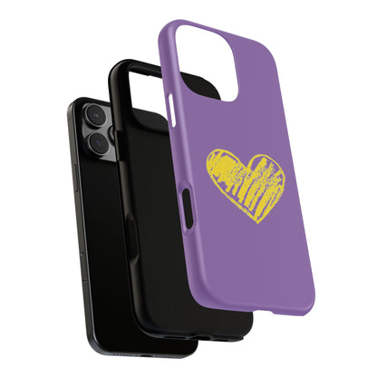 Yellow Heart, Purple Phone Case