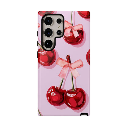 Cherry Ribbon Phone Cases for iPhone, Samsung Galaxy, and Google Pixel