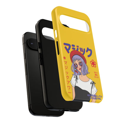 "Anime Cool Girl" Yellow Phone Cases – Bold, Stylish & Made for Any Phone! 💛✨ Pick Your Perfect Fit! -  iPhone, Samsung Galaxy, and Google Pixel