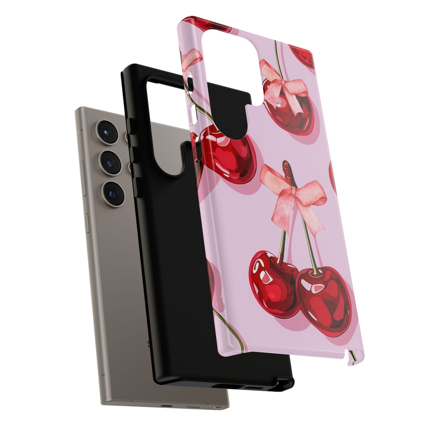 Cherry Ribbon Phone Cases for iPhone, Samsung Galaxy, and Google Pixel