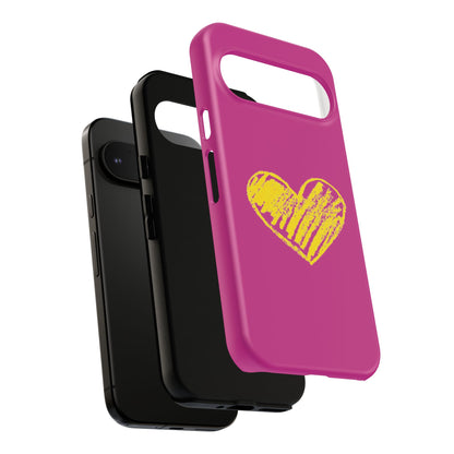 Yellow Heart, Pink Phone Case