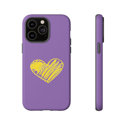 Yellow Heart, Purple Phone Case