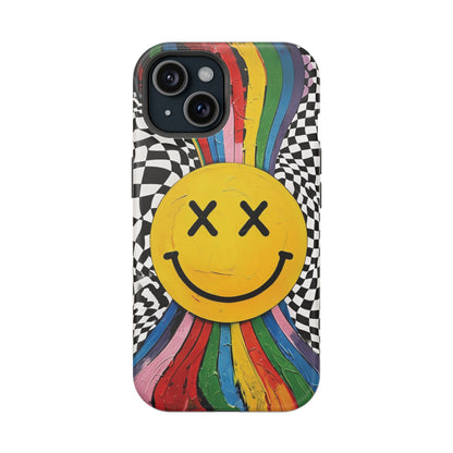 Colorful Smiley Face Magnetic Tough Case - Fun & Durable Phone Protection for iPhones