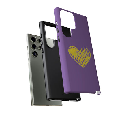 Yellow Heart, Purple Phone Case