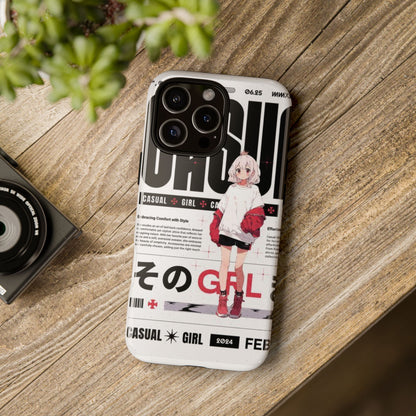 "Casual Girl" Anime Phone Cases for iPhone, Samsung Galaxy, and Google Pixel, Pick your size