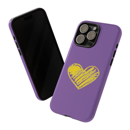 Yellow Heart, Purple Phone Case