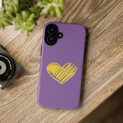 Yellow Heart, Purple Phone Case