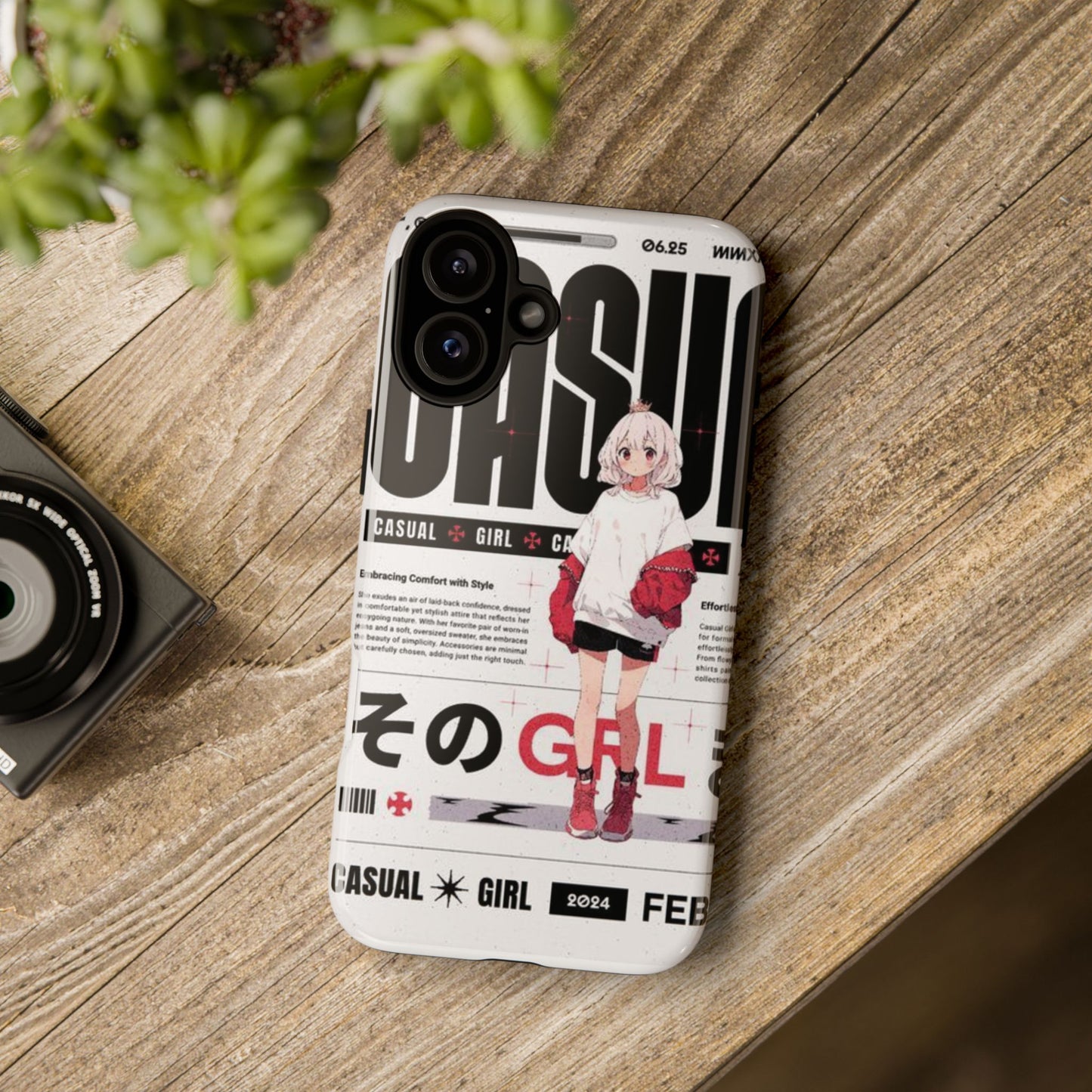 "Casual Girl" Anime Phone Cases for iPhone, Samsung Galaxy, and Google Pixel, Pick your size