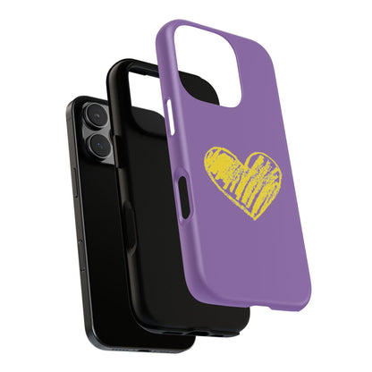 Yellow Heart, Purple Phone Case