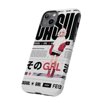 "Casual Girl" Anime Phone Cases for iPhone, Samsung Galaxy, and Google Pixel, Pick your size