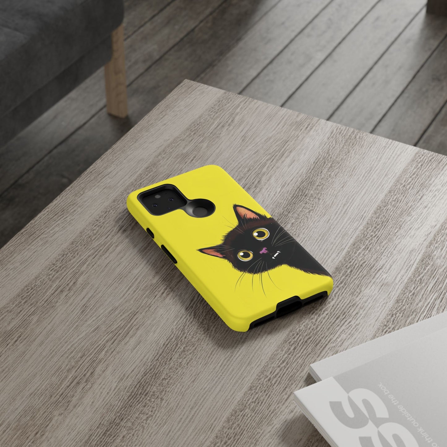 'Cute Cat' Yellow Phone Case