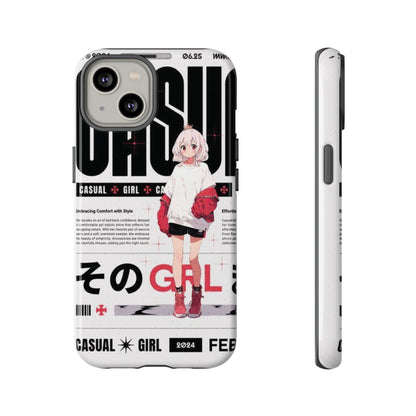 "Casual Girl" Anime Phone Cases for iPhone, Samsung Galaxy, and Google Pixel, Pick your size